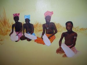 Voir le détail de cette oeuvre: famille africaine sur la plage 